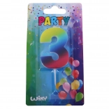 Párty sveča številka tri Mavrica