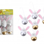 Dekorativna plastična pobarvana jajca za obešanje 6 cm, 6 kos