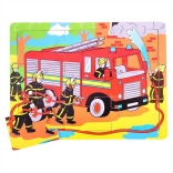 Lesene puzzle gasilci 9 kosov Bigjigs Toys