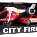 Gasilski set helikopter in avto z lučmi in zvoki