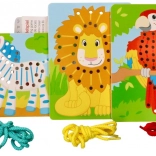 Goki lesene vezne igrače - Papiga, Lev in Zebra