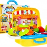 Prenosna otroška kuhinjica food truck 3+ s kovčkom na kolesih in dodatki