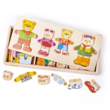 Bigjigs Toys oblačilni puzzle Medvedja družinica
