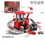 Parkirni komplet z gasilskimi kovinskimi avtomobili in helikopterjem