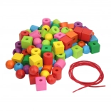 Pisane lesene maxiperle z vrvico za nizanje 92 kos