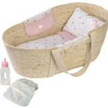 Mojzesova košara za punčke Llorens s posteljnino in dodatki