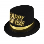 Črn novoletni klobuk z zlatim robom Happy New Year