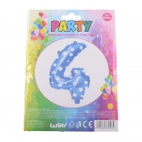 Napenjalni balon številka 4 moder z zvezdicami