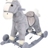 Gugalni konjiček 2v1 s kolesi – siv plišasti