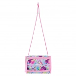 Denarnica za okoli vratu z motivom cvetlic in kolibrijev