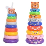 Barvasta zložljiva piramida z obročki in nalepkami živali – tiger