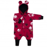 Dojenčkov bombažen pajac s kapuco in ušeski NEW BABY, temno rožnat, 80 (9–12 mesecev)