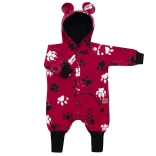 Otroški bombažni pajac s kapuco in ušeski New Baby Paw temno rožnat