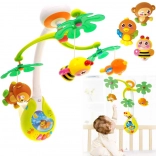 Interaktivni barviti vrtiljak nad posteljico z glasbo in živalicami