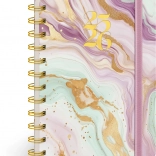 Spiralni 18-mesečni dnevnik Petito Rožnati marmor 2025/2026