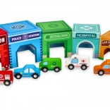 piramida iz lončkov z vozili