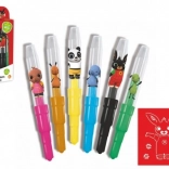 Pihalne flomastri BING s šablonami, 6 barv