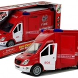 Gasilski avto s vztrajnikom, lučmi in zvoki, z odpiralnimi vrati