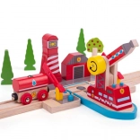 Lesena reševalna set Bigjigs Rail Gasilci