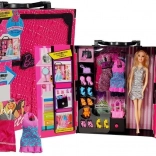 modna omarica za punčke rožnati kovček z dodatki