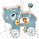 Lesena igrača za vlečenje z bisernim labirintom - Medvedek
