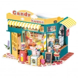 ROBOTIME ROLIFE slaščičarna CANDY HOUSE – 3D miniaturna hišica DIY z LED osvetlitvijo