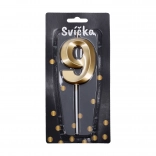 Zlata rojstnodnevna svečka - številka 9