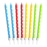 Godan rojstnodnevne svečke s pikami, mešanica barv, 24 kos