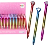 Kemični svinčnik s bleščečim diamantkom, zlato ohišje, modra polnitev 0,7 mm