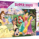 obojestranske puzzle 24 kosov disney princess super maxi za barvanje