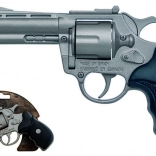 Policijski kovinski revolver srebrn kovinski 8 strelov