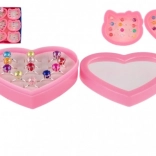 Otroški nastavljivi prstani s perlo 12 kosov v škatli