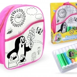 Barvni nahrbtnik Roza s Krtekom, 30 cm in 8 flomastrov