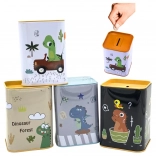 Kovinska hranilnica dinozaver v avtu 11 × 8 cm