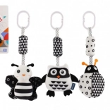 Viseča črno-bela plišasta igrača za voziček in posteljico, 30 cm