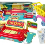 Otroška blagajna s nakupovalno košarico in skenerjem