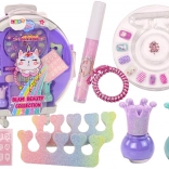 otroški kozmetični kovček za nohte in ličenje, vijoličen, 9 kosov