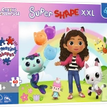 Puzzle XXL z veselimi prijatelji Gabi - Gabijina mačja hišica