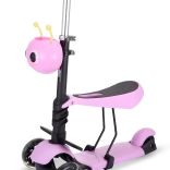 otroški skiro z utripajočimi kolesi roza